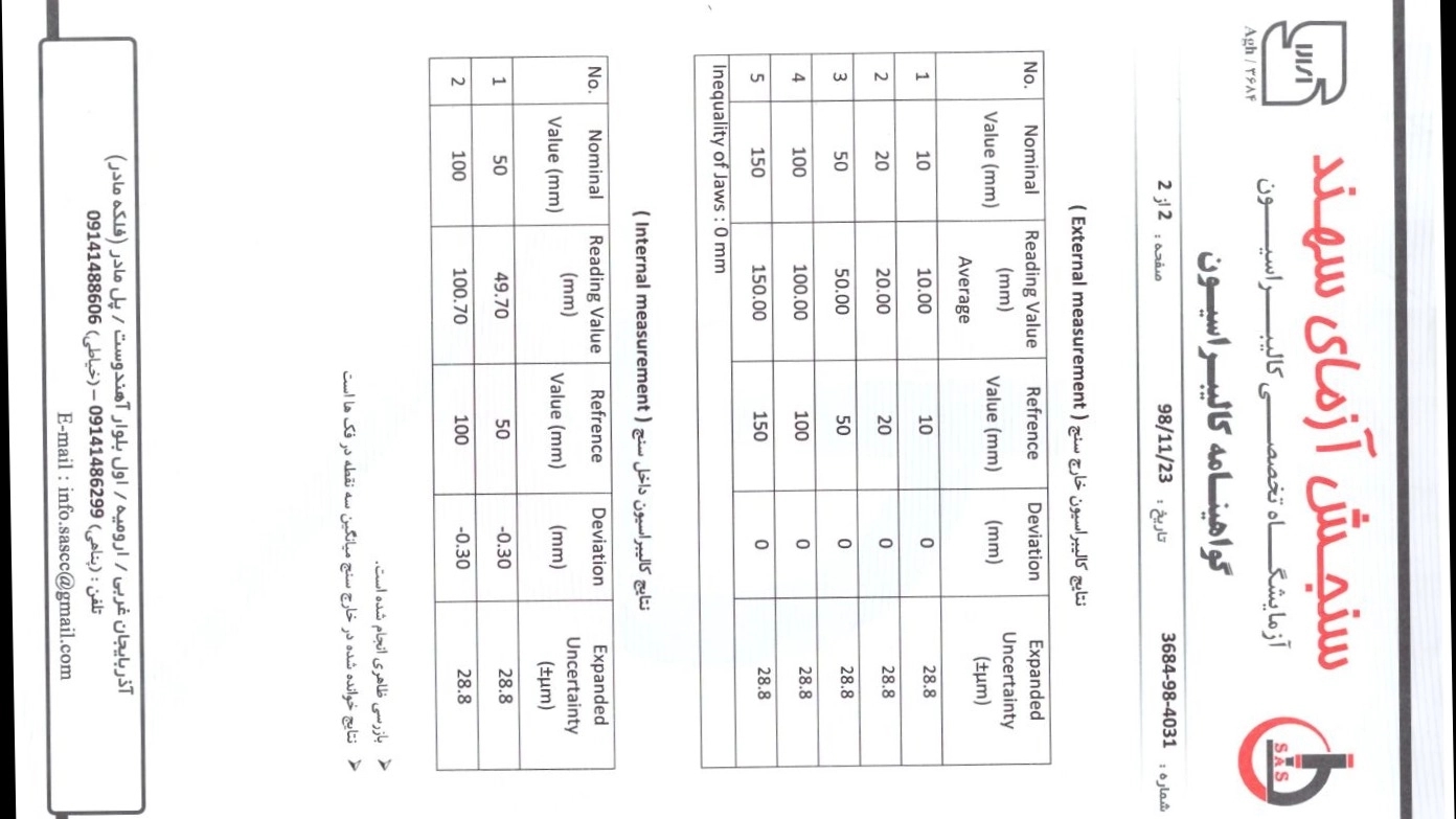 گواهینامه کالیبراسیون