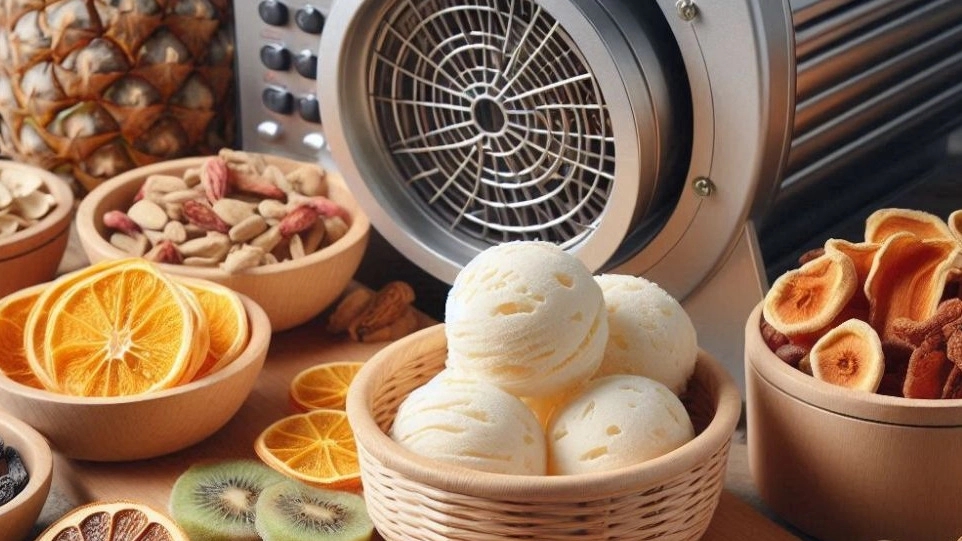 فرآیند تولید بستنی و میوه خشک با دستگاه فریزدرایر در فروشگاه میراث