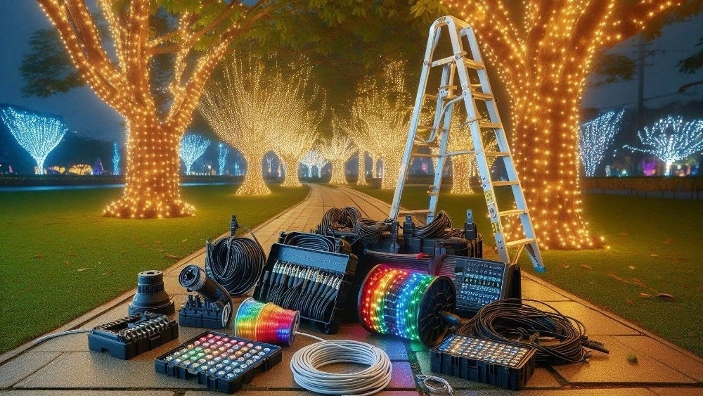 نورپردازی درختان و فضای سبز با پروژکتورهای تخصصی فروشگاه خرید خوب