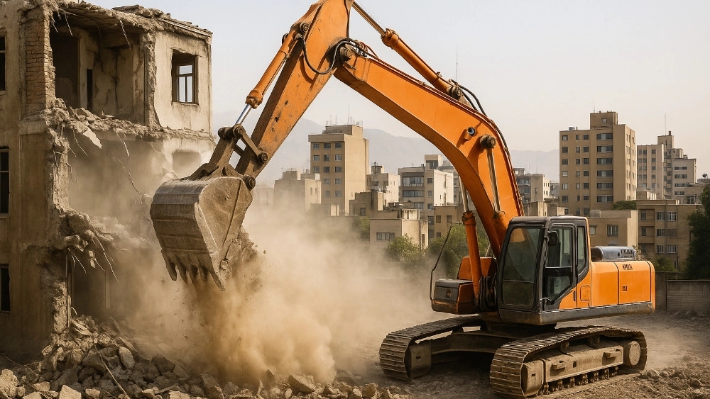 تخریب ساختمان با بیل مکانیکی در تهران خدمات تخصصی خاکبرداری حمزوی