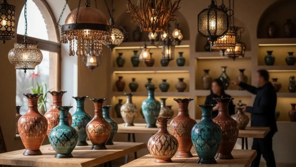 خرید گلدان و لوستر صنایع دستی در قائم شهر