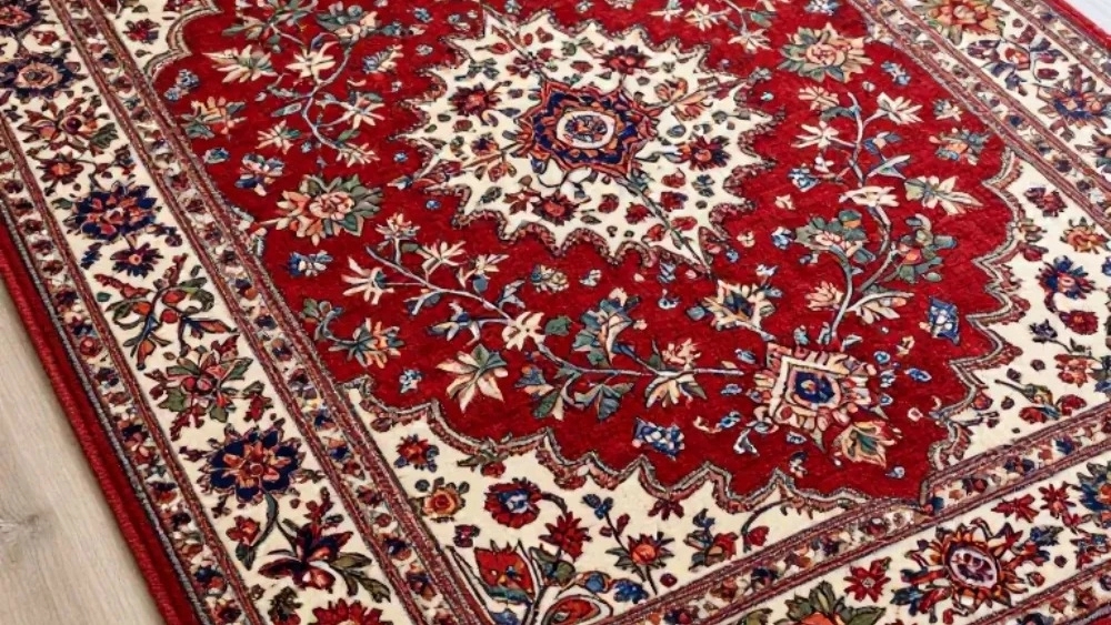 فرش دستباف مازندران فرش طرح گل چله گل ابریشم و خشتی