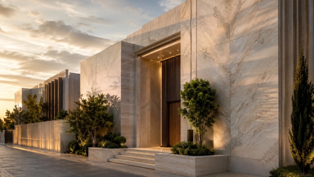 اجرای نمای سنگ اسلب و مدرن ساختمان در اراک