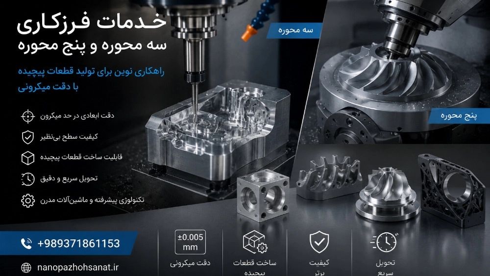 خدمات فرزکاری سه محوره و پنج محوره؛ راهکاری نوین برای تولید قطعات پیچیده با دقت میکرونی