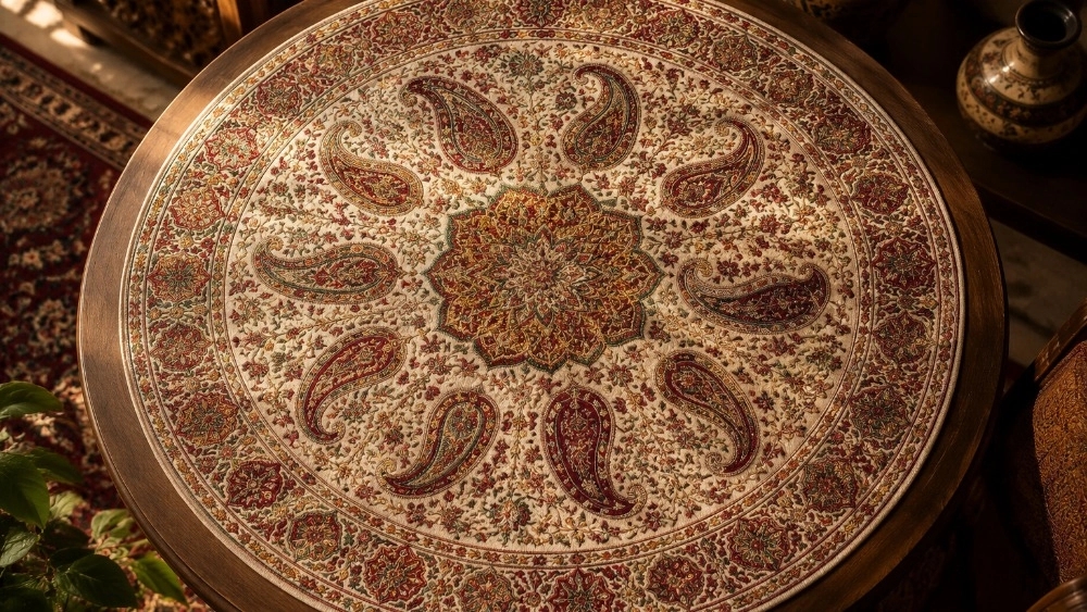 مشاهده مدل‌ها و سفارش آنلاین رومیزی گرد پته دوزی