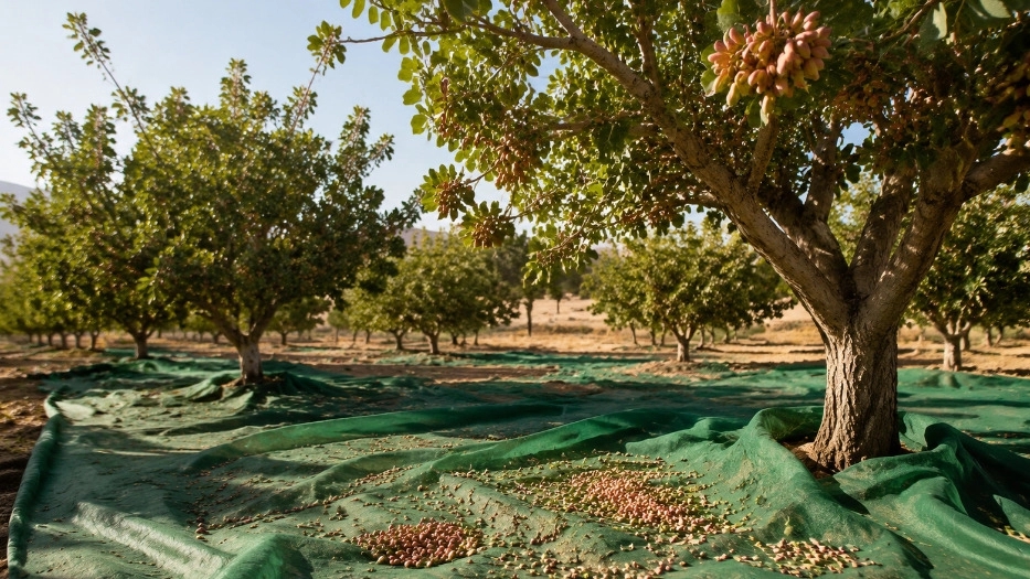 فروش پرده‌ شال برای برداشت پسته در کرمان