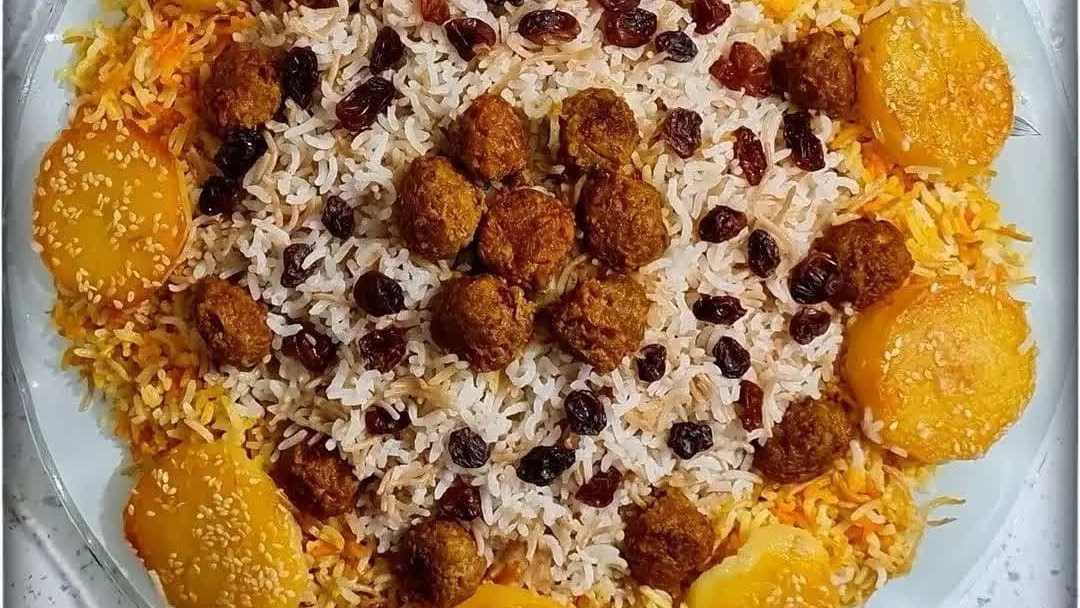 مانی پلو دامغانی با رشته پلویی محلی