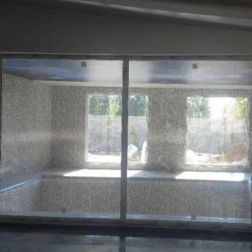 پنجره ثابت با شیشه های سکوریت در ابعاد بزرگ