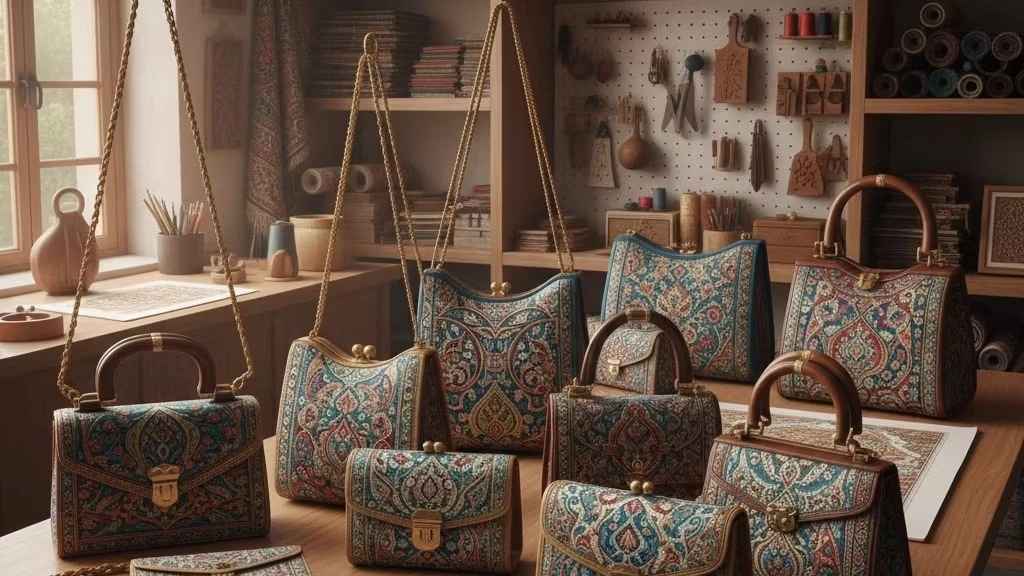 کیف ترمه مجلسی با طراحی سنتی ایرانی