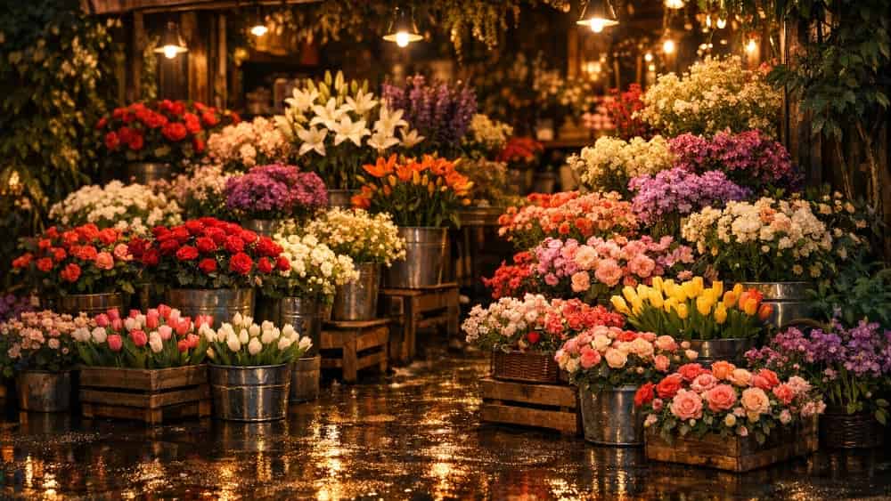 خرید از گل فروشی شبانه‌ روزی در بازار گل محلاتی