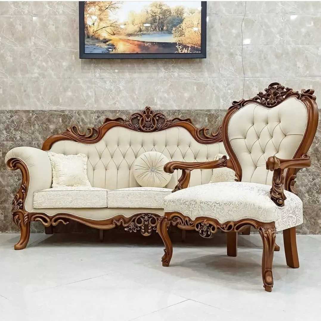 مبل افسون چوب سوپر راش گردو جلومبلی عسلی ست مبل