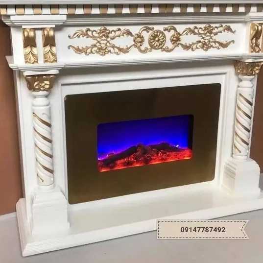 شومینه های کلاسیک(برقی،گازی،چدنی)با فرم چوب و سنگ