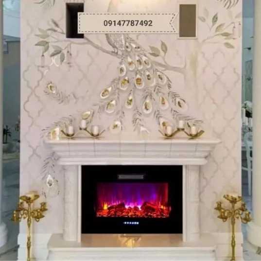 شومینه های کلاسیک(برقی،گازی،چدنی)با فرم چوب و سنگ