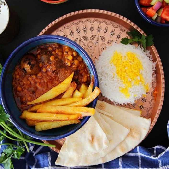 چلو قیمه پرسی