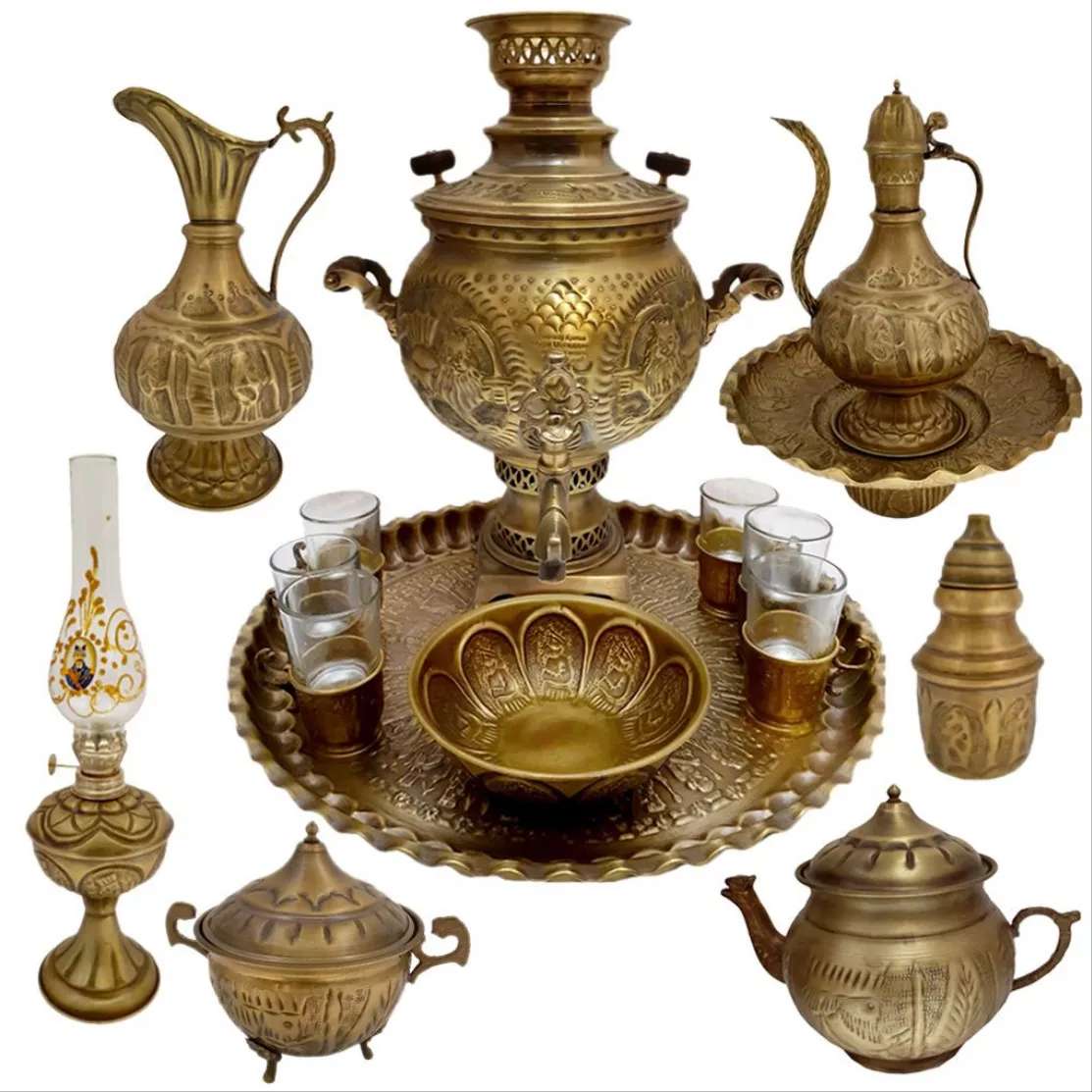 سماور و کتری قوری برنجی و استیل