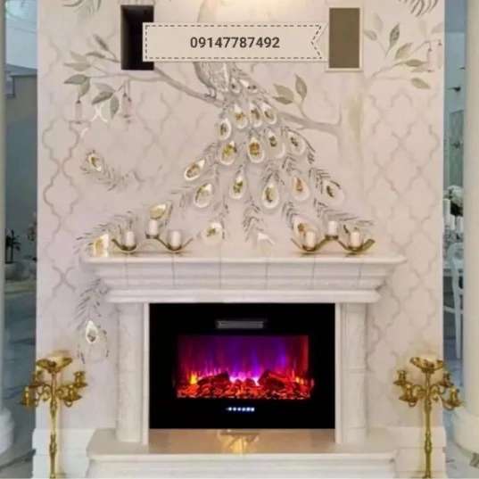 شومینه های کلاسیک(برقی،گازی،چدنی)با فرم چوب و سنگ