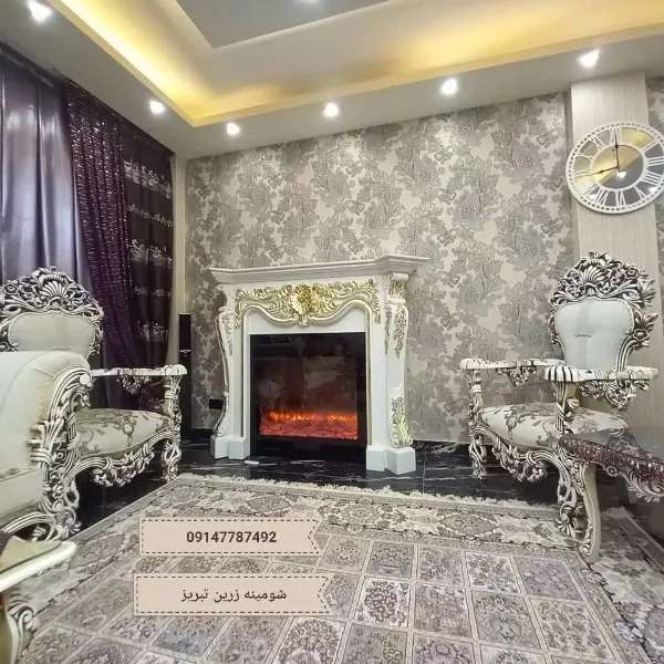 شومینه های کلاسیک(برقی،گازی،چدنی)با فرم چوب و سنگ