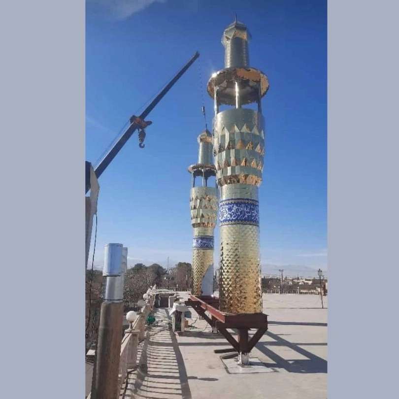 گلدسته با روکش استیل طلایی