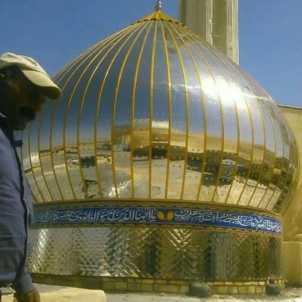 اجرای سقف شبستان استیل نقره‌ای در رشت