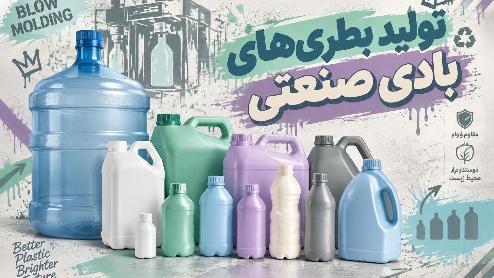 تولید بطری‌های بادی صنعتی در حجم ۱۰۰ سی‌سی تا ۱۵ لیتر