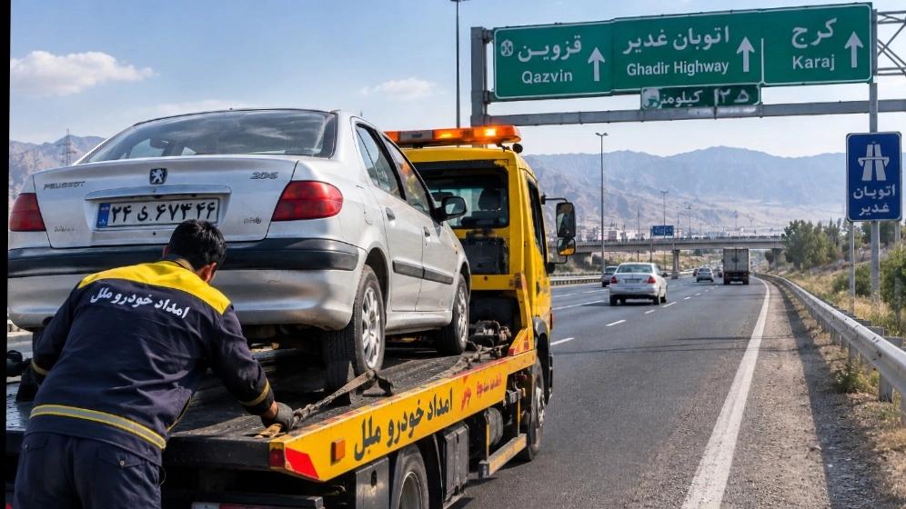 امداد خودرو آبیک برای خرابی ترمز؛ اعزام فوری یدک‌کش در محل