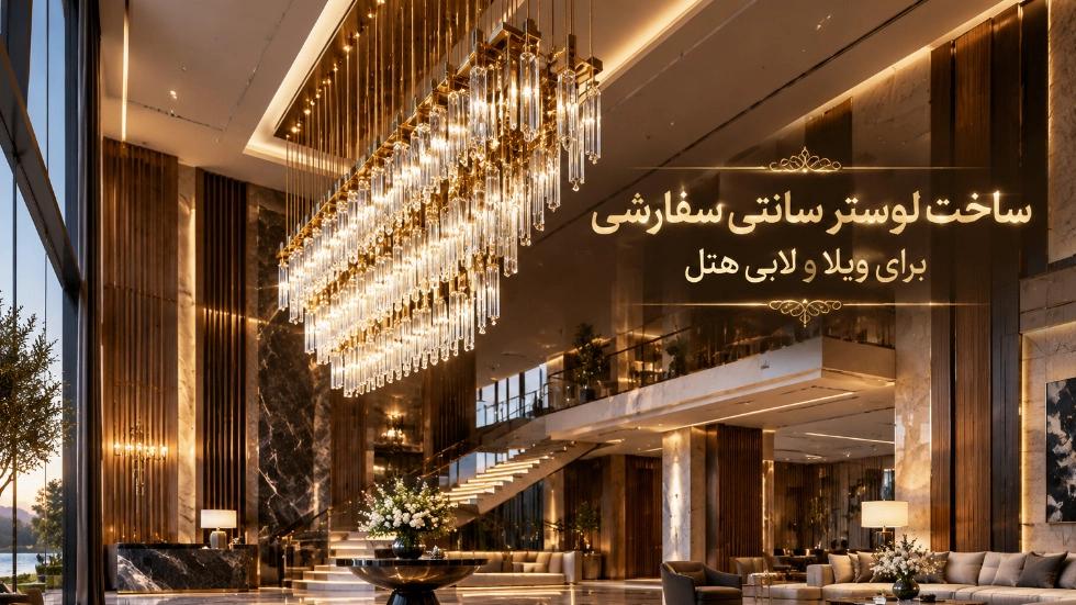 ساخت لوستر سانتی سفارشی برای ویلا و لابی هتل‌
