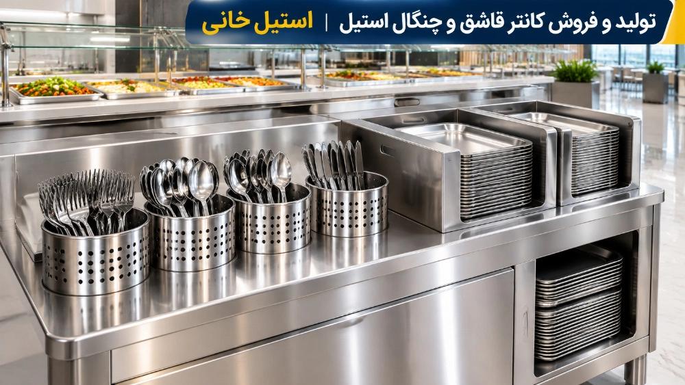 تولید و فروش کانتر قاشق و چنگال استیل برای رستوران در تهران