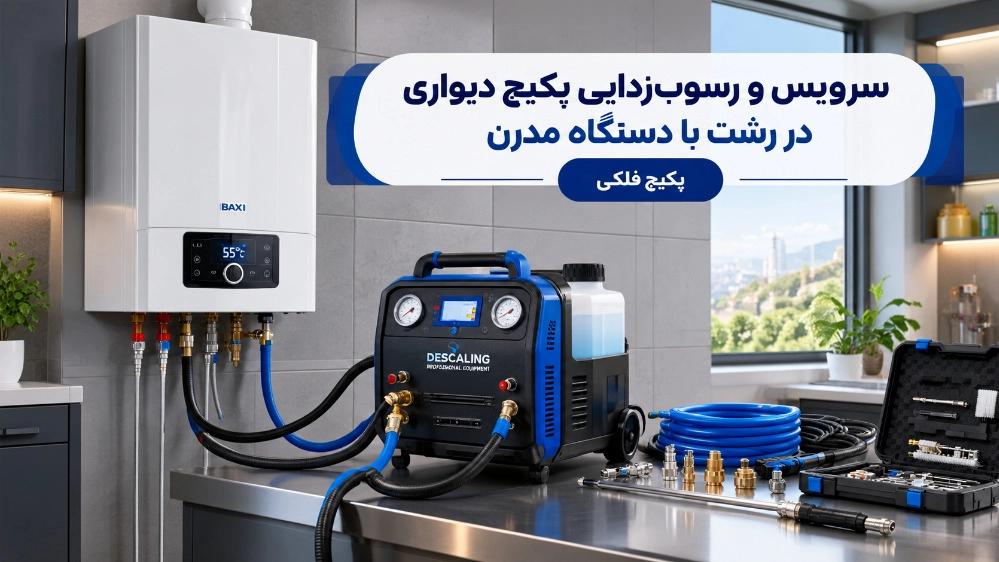 سرویس و رسوب‌ زدایی پکیج دیواری در رشت با دستگاه مدرن