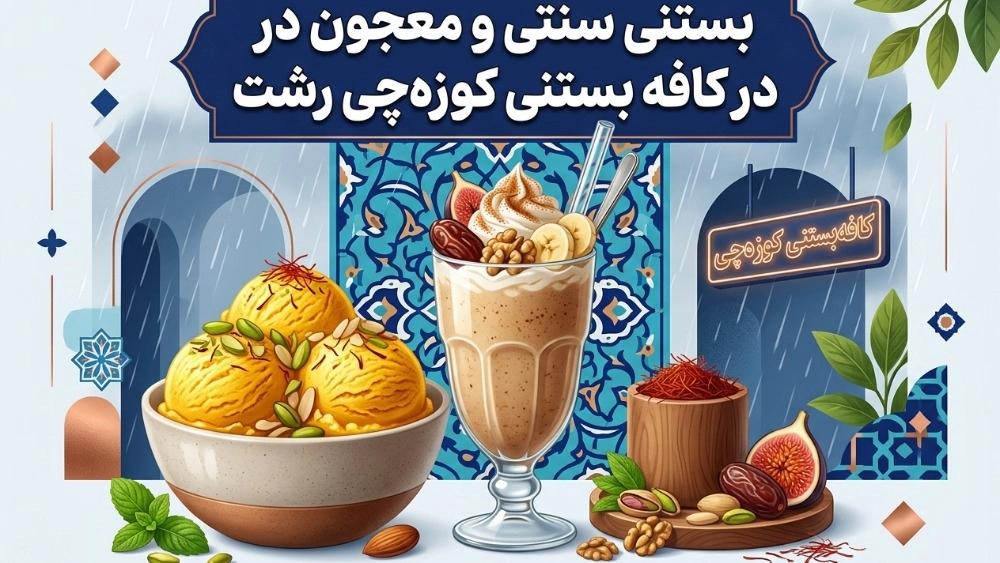 بستنی سنتی و معجون در کافه بستنی کوزه‌چی رشت