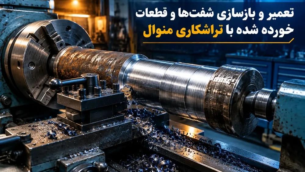 تعمیر و بازسازی شفت‌ و قطعات خورده شده با تراشکاری منوال
