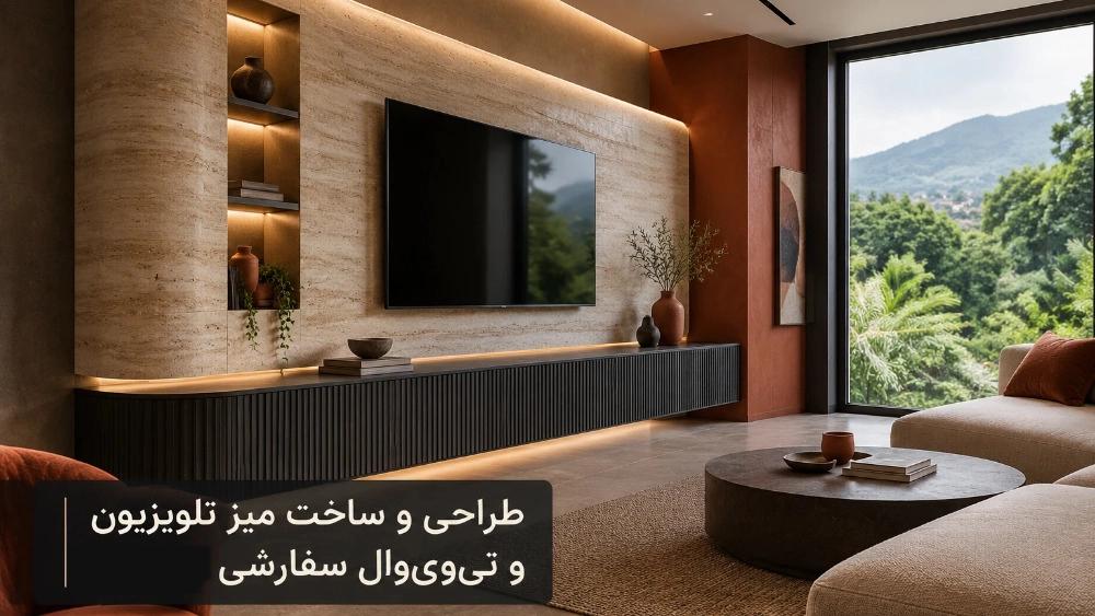 طراحی و ساخت میز تلویزیون و تی‌ وی‌ وال سفارشی در مازندران