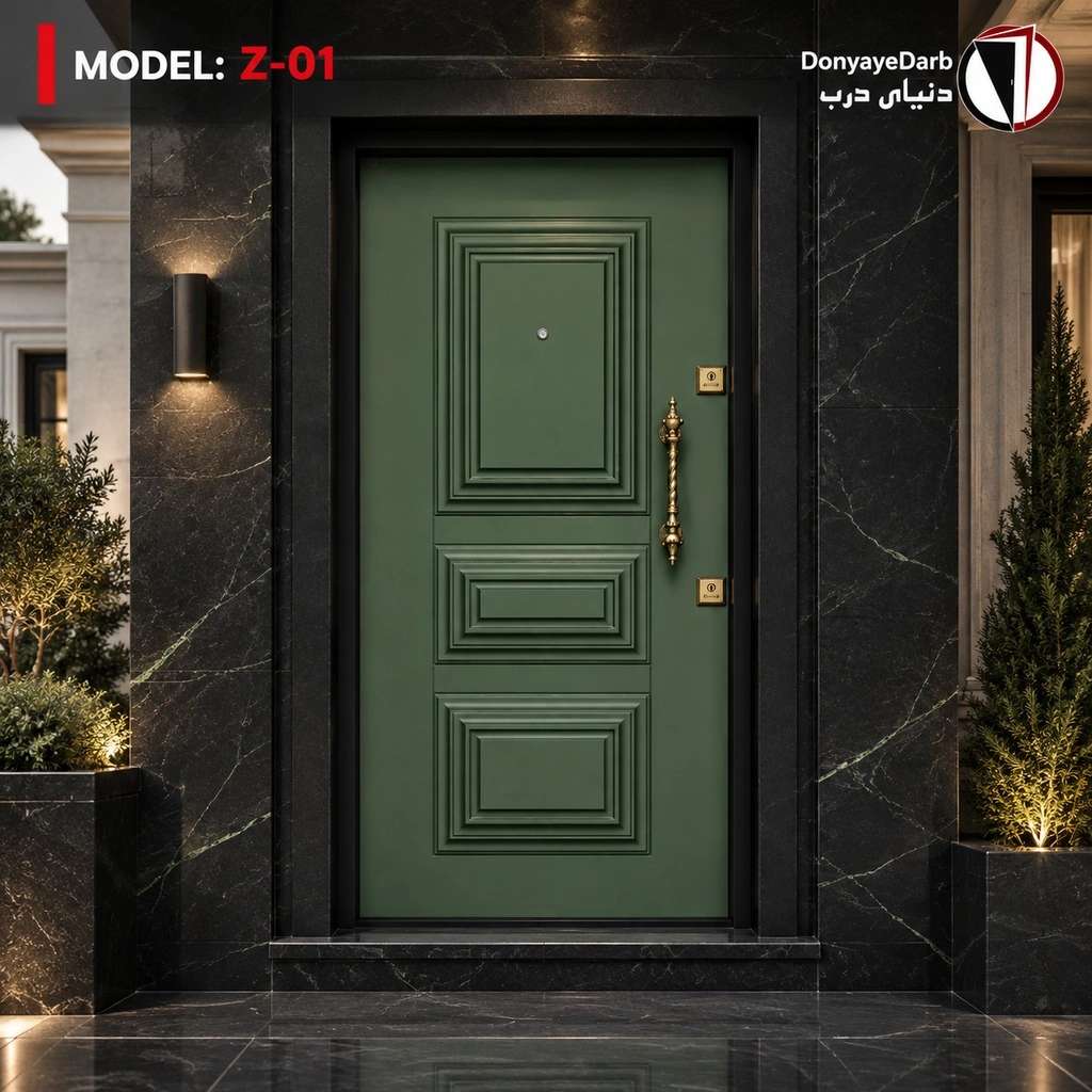درب ضدسرقت سه قاب برجسته سبز درب ضدسرقت سه قاب برجسته سبز
