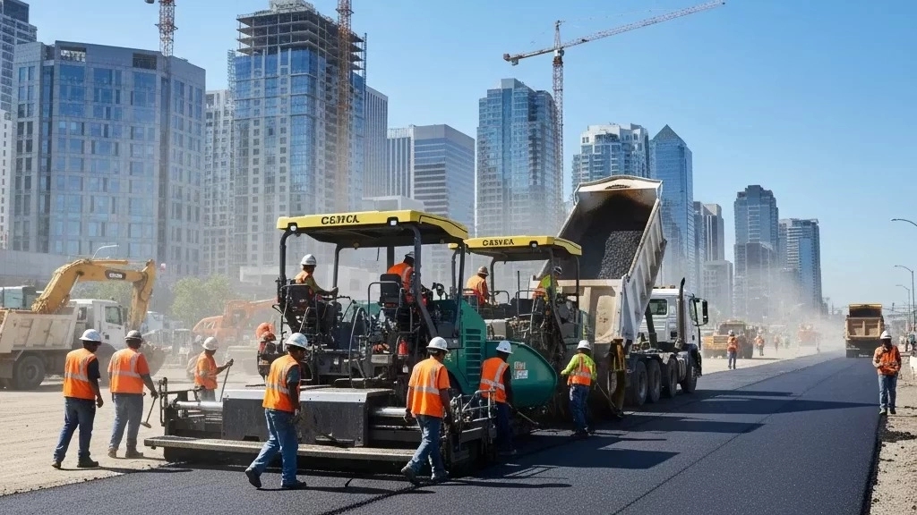 پخش آسفالت گرم برای پروژه های عمرانی با پیمانکاری مبین