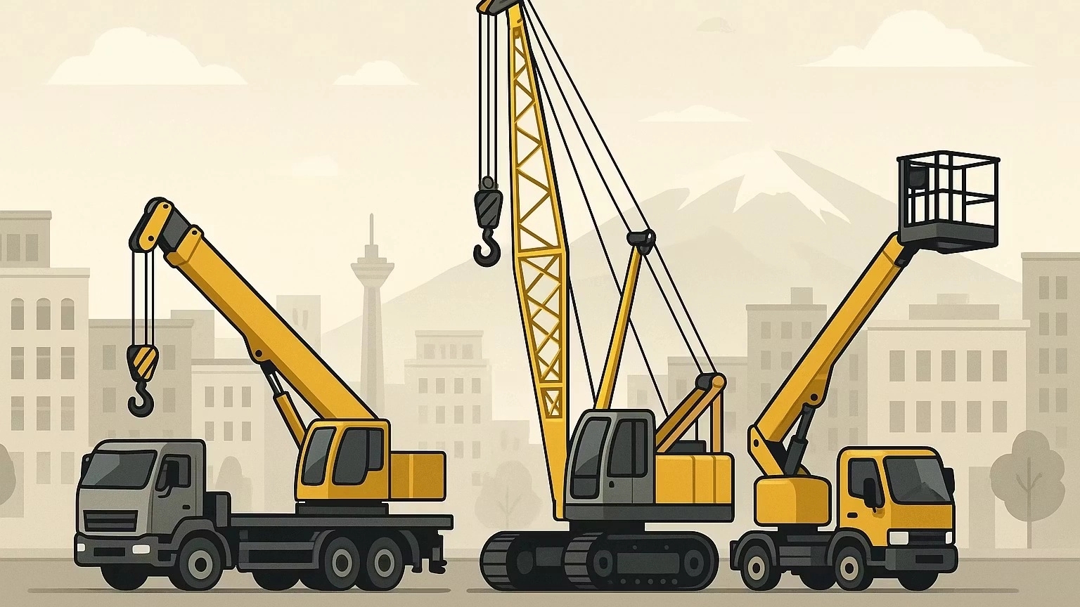 اجاره جرثقیل کفی دکل بلند و سبد دار در جرثقیل کیانی تهران