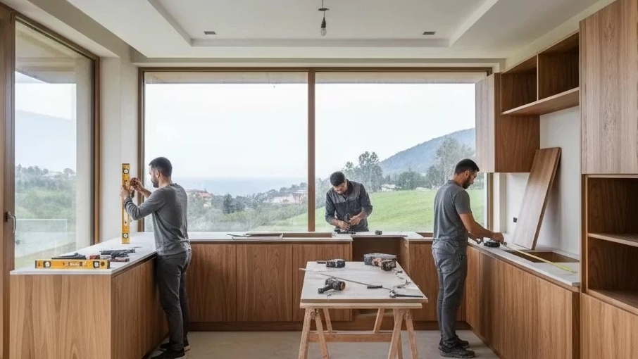 سفارش کابینت و کمد دیواری چوبی مدرن در چابکسر