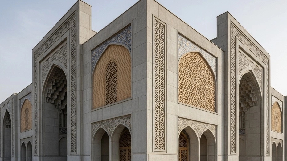اجرای نمای مصلی به روش سیمانی در شیراز