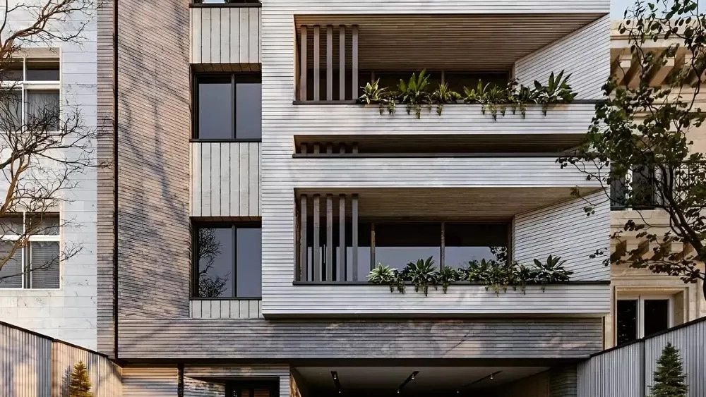 اجرای نمای مدرن ساختمان در همدان
